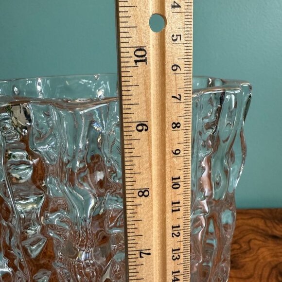 Vintage Mikasa Frostfire Clear Textured Solid Glass Vase 9.5" Tall Diamond Shape - Picture 9 of 11